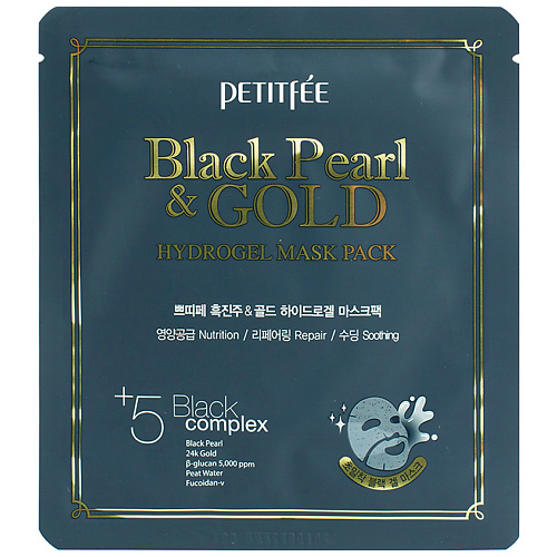PETITFEE Маска для лица гидрогелевая с черным жемчугом и золотом маска для волос vasu тричуп с черным тмином 500мл