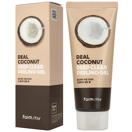 FARMSTAY Гель для лица отшелушивающий с экстрактом кокоса Real Coconut Deep Clear Peeling Gel гель для бережного очищения rc pre post skin clear cleanser