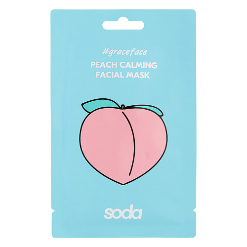 Маска для лица SODA Тканевая маска для лица успокаивающая с персиком