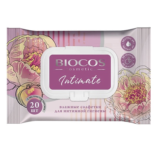 

BIOCOS Влажные салфетки для интимной гигиены с клапаном Intimate, Влажные салфетки для интимной гигиены с клапаном Intimate