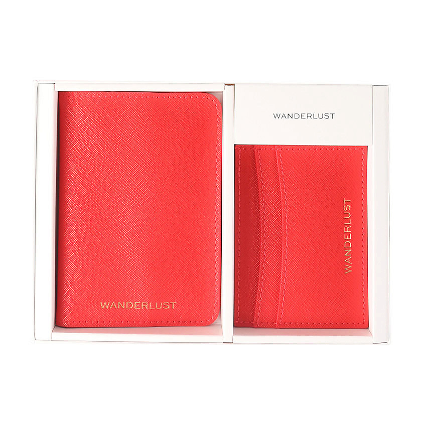 Подарочный набор Saffiano Bright Red. Комплект: визитница + обложка на паспорт. LTA019275 Подарочный набор Saffiano Bright Red. Комплект: визитница + обложка на паспорт. - фото 2