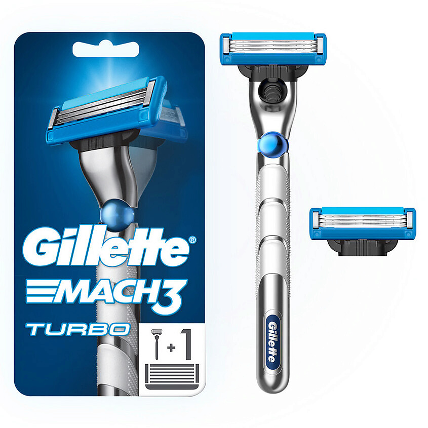 GILLETTE Бритва с 2 сменными кассетами Red Mach3 Turbo 3D, фото 8