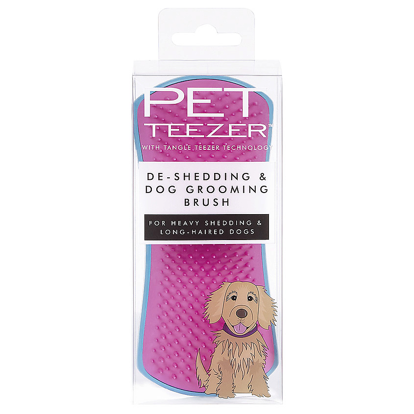 TANGLE TEEZER Расческа для вычесывания шерсти Pet Teezer De-shedding & Dog Grooming Brush Blue & Pink TEZBP0918 - фото 5