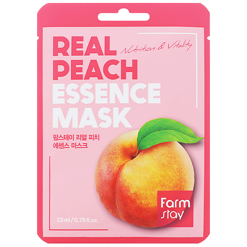 FARMSTAY Маска для лица тканевая с экстрактом персика Real Peach Essence Mask тканевая маска с зеленым чаем pure essence mask sheet green tea