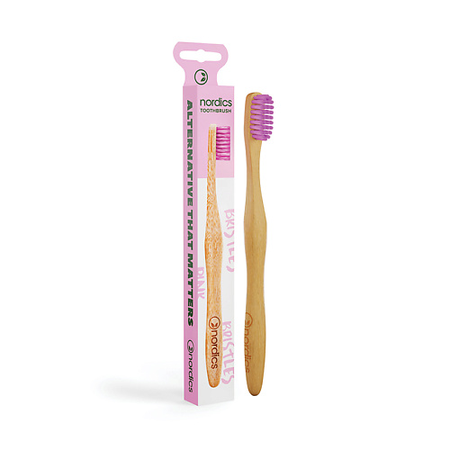 NORDICS Зубная щетка бамбуковая Pink Bristles splat зубная щетка special wood medium