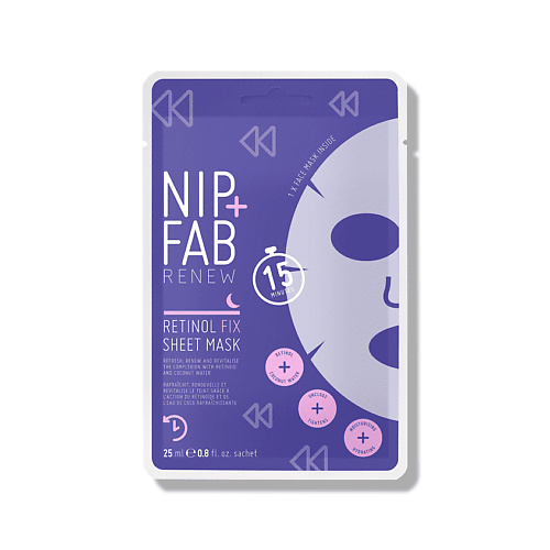 NIP&FAB Маска для лица тканевая с ретинолом RENEW RETINOL FIX SHEET MASK skinjestique ночная омолаживающая маска с ретинолом night miracle retinol mask 50 0