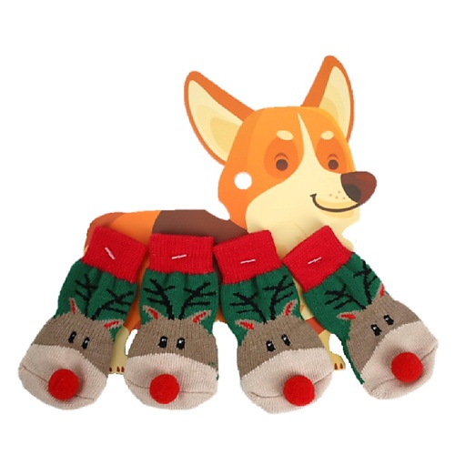 FRIEND OF MINE Носки для собак DEER #FOM_holidaychiller для собак грызлик ам прорезиненные теплые носки голубые a 43мм b 52мм c 35мм d 105мм голубой l