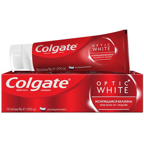 COLGATE Отбеливающая зубная паста Искрящаяся белизна Colgate Optic White зубная паста colgate лечебные травы отбеливающая с натуральными ингредиентами для здоровья зубов и десен и белоснежной улыбки 100 мл