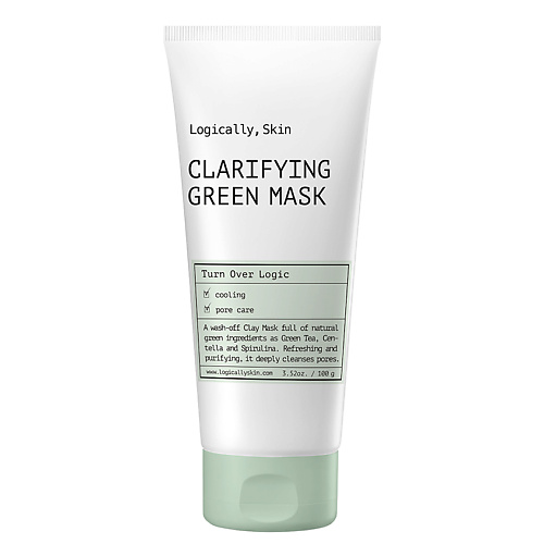 LOGICALLY, SKIN Маска для лица очищающая смываемая с зеленой глиной Turn Over Logic pekah маска для лица тканевая вечерняя очищающая с экстрактом брокколи