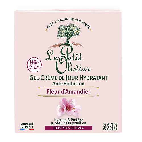 LE PETIT OLIVIER Гель-крем для лица дневной с цветками миндального дерева Защита от агрессивных факторов окружающей среды Fleur d'Amandier Gel-Crème