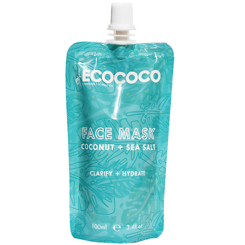 ECOCOCO Маска для лица увлажняющая с кокосом и морской солью Face Mask Coconut + Sea Salt интенсивно увлажняющая маска морской источник ultra hydra marine mask vt15013 50 мл