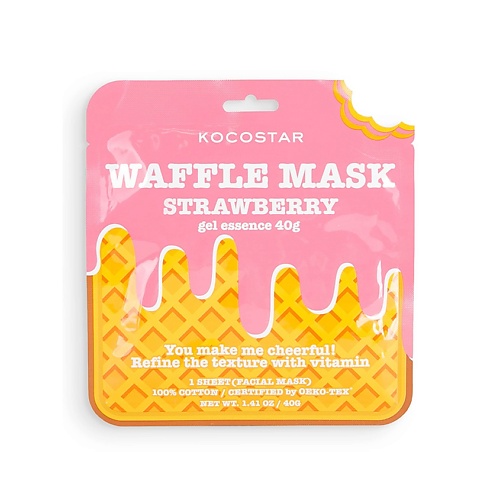 KOCOSTAR Тонизирующая вафельная маска для лица «Клубничный фреш» Waffle Mask Strawberry prettian маска для лица с экстрактом огурца тонизирующая 22