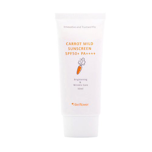 BELLFLOWER Крем для лица солнцезащитный с экстрактом моркови Carrot Mild Sunscreen SPF 50+ PA++++ avene флюид для лица солнцезащитный тонирующий spf50