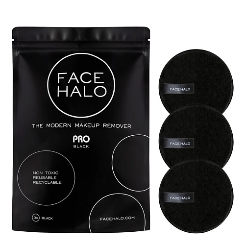 FACE HALO Диск многоразовый для снятия макияжа чёрный длинный многоразовый воротник pro
