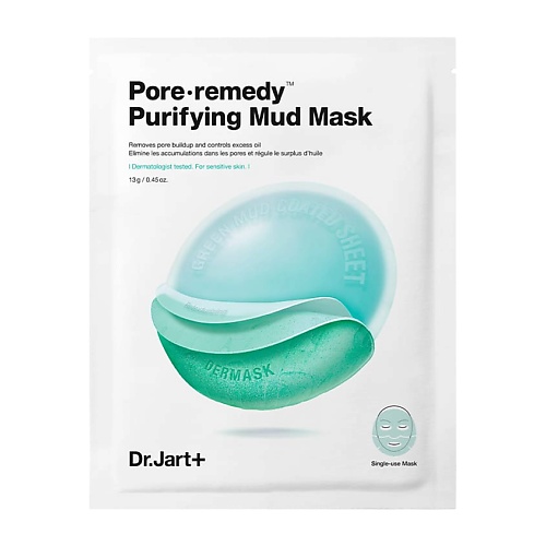 DR. JART+ Обновляющая маска для лица с зеленой глиной Dermask Pore∙Remedy Purifuing Mud Mask apivita маска для лица с зеленой глиной 2x8 мл