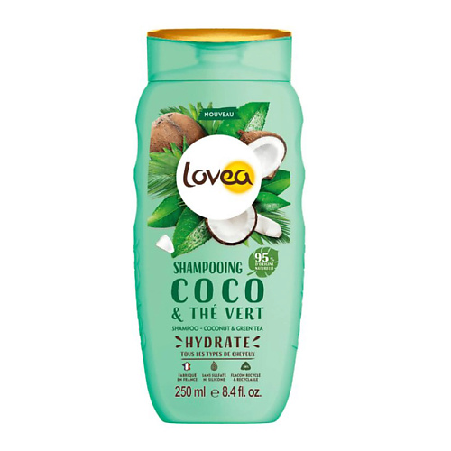 LOVEA Шампунь увлажняющий для всех типов волос  Кокос-Зеленый Чай батончик в шоколаде coco кокос 30 шт