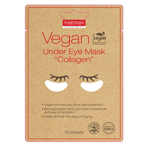PUREDERM Патчи для области вокруг глаз с растительным коллагеном Eye Area Patches With Vegetable Collagen лосьон для демакияжа области глаз