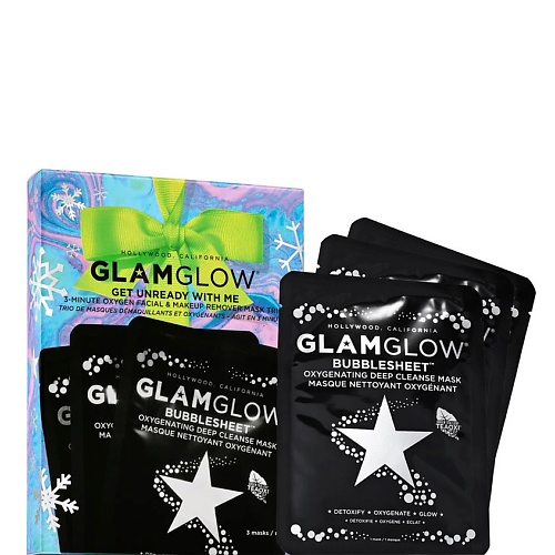 GLAMGLOW Набор Get Unready With Me 3-Minute Oxygen Facial & Makeup Remover Mask Trio revolution makeup набор 25 days of glam advent calendar