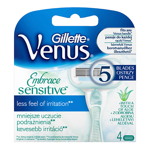 GILLETTE Сменные кассеты для бритья Venus Embrace Sensitive сменные кассеты для бритья bic flex hybrid 3 8 шт