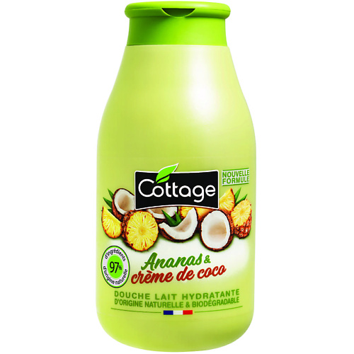 фото Cottage молочко для душа увлажняющее ананас кокос energizing shower gel pineapple and coconut cream