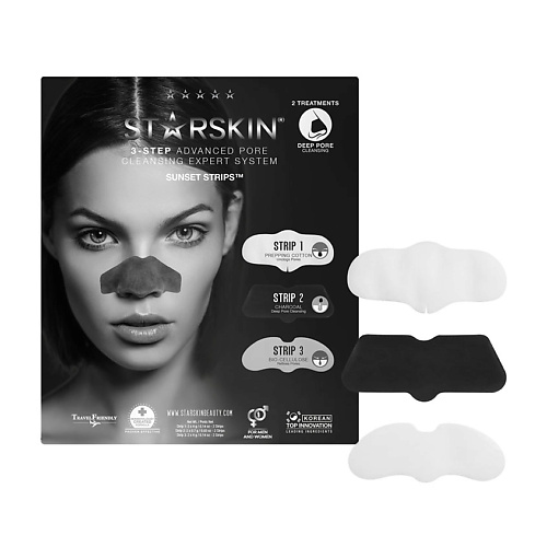 STARSKIN Маска для носа для избавления от черных точек трехэтапная belkosmex detox интенсивная маска детокс для лица против черных точек и угрей глубокое очищение пор 90 0