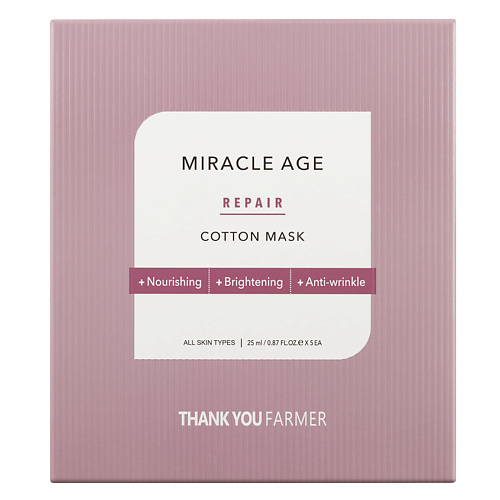 THANK YOU FARMER Маска для лица тканевая антивозрастная восстанавливающая Miracle Age Repair Cotton Mask thank you jeeves