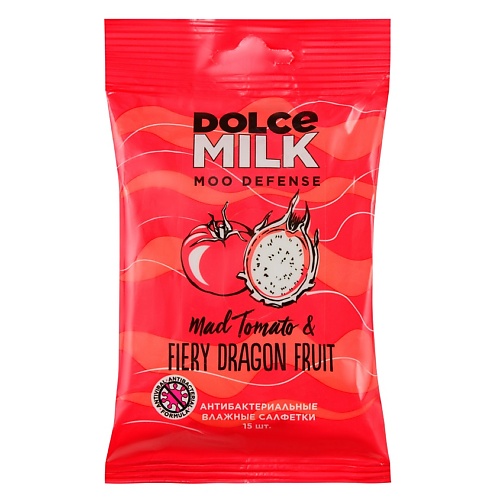 фото Dolce milk салфетки влажные антибактериальные драгон фрукт & томат