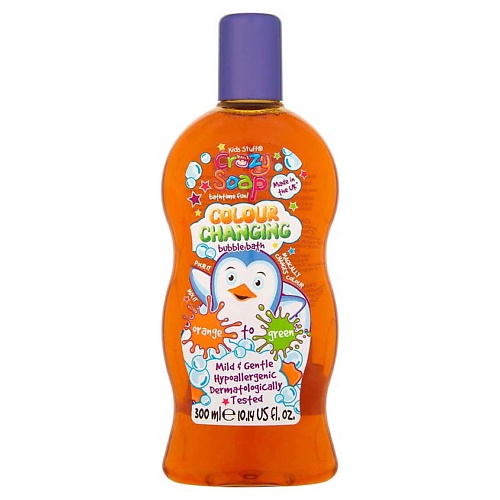 KIDS STUFF Волшебная пена для ванны, меняющая цвет из оранжевого в зеленый Crazy Soap Bubble Bath такса клякса и волшебная флейта