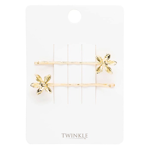 TWINKLE Заколки-невидимки для волос GOLDEN FLOWERS невидимки 50 мм прямые коричневые h10535 04 24 шт