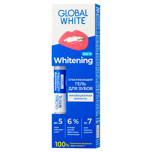GLOBAL WHITE Отбеливающий гель-карандаш для зубов WHITENING on-the-go global white ополаскиватель для полости рта экстра отбеливающий с древесным углем charcoal extra whitening