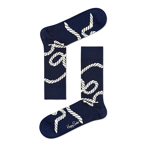 HAPPY SOCKS Носки Rope 6000 navy blue and white nautical rope and anchor pattern socks women s socks high basketball socks