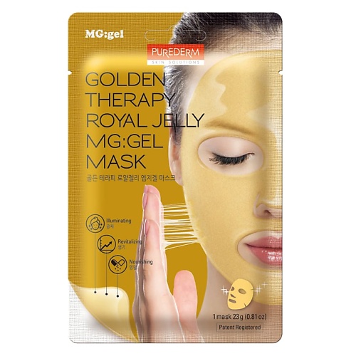 PUREDERM Маска для лица гелевая золотая с маточным молочком Gel Face Mask Gold With Royal Jelly оттеночная маска золотая reflex color mask oro