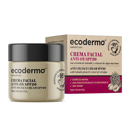 ECODERMA Крем для лица с антиоксидантным действием SPF20 Anti-OX Face Cream биокомплекс с лимфодренажным действием 15 мл
