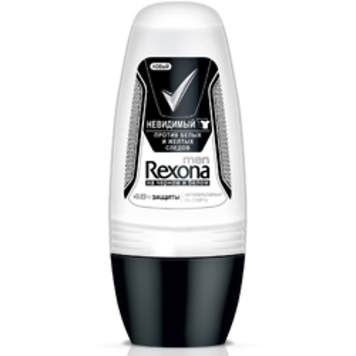 REXONA Роликовый антиперспирант для мужчин Невидимый на черном и белом антиперспирант rexona men невидимый на черной и белой одежде 150мл
