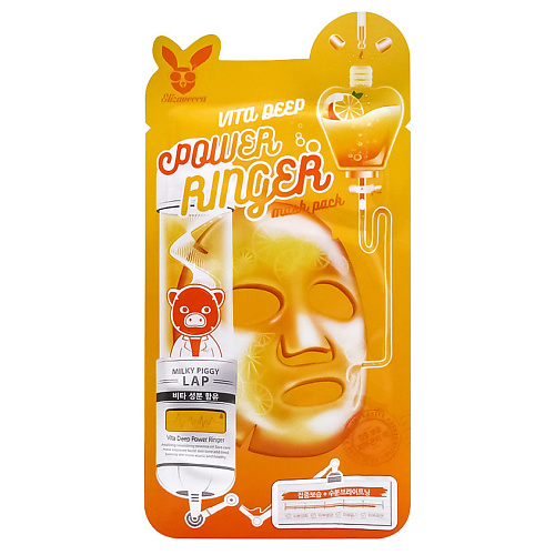 ELIZAVECCA Маска для лица тканевая с витаминным комплексом Power Ringer Mask Pack Vita Deep ringer