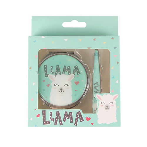 цена Набор аксессуаров для макияжа ЛЭТУАЛЬ Подарочный набор: зеркальце + щипчики для бровей Llama