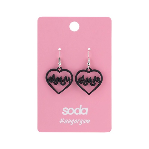 Серьги SODA Серьги HEART IN FIRE BLACK #sugargem