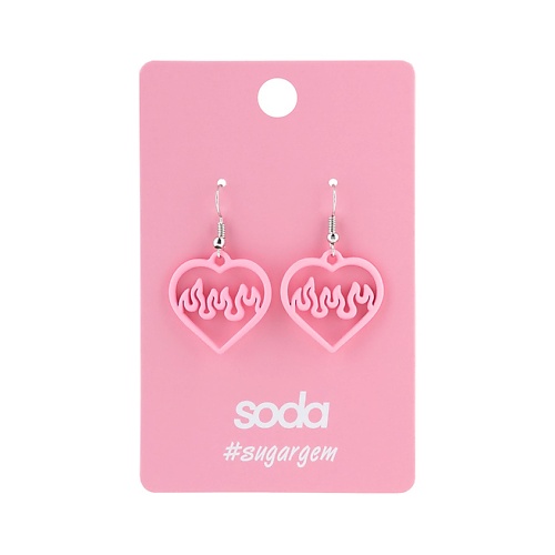 SODA Серьги HEART IN FIRE PINK #sugargem