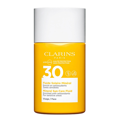 фото Clarins солнцезащитный флюид для лица и чувствительных участков кожи spf 30