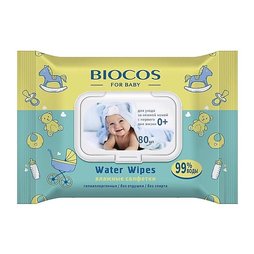 BIOCOS Влажные салфетки детские Water Wipes с клапаном lp care салфетки влажные детские creme brulee 8 0