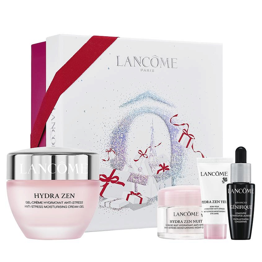 Подарочный набор ланком. Набор Lancome hydra Zen. Набор кремов ланком: hydra Zen. Lancome Genifique набор подарочный. Lancome hydra Zen подарочный набор.