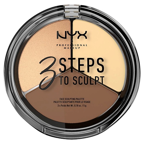 фото Nyx professional makeup тройная палетка для скульптурирования. 3 steps to sculpt face sculpting palette