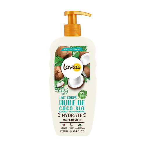 фото Lovea молочко для тела увлажняющее с маслом кокоса био для сухой кожи