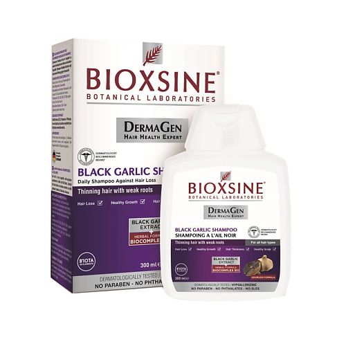 BIOXSINE Шампунь против выпадения с черным чесноком для всех типов волос DermaGen витэкс бальзам детокс для волос с черным углем detox therapy 300 0