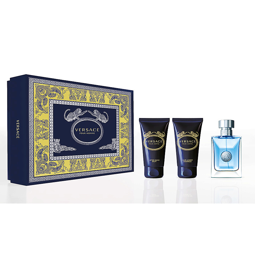 Подарочный набор версаче. Versace pour homme 50ml. Подарочный набор Versace pour homme. Набор Версаче подарочный pour homme. Versace подарочный набор мужской Versace pour homme.