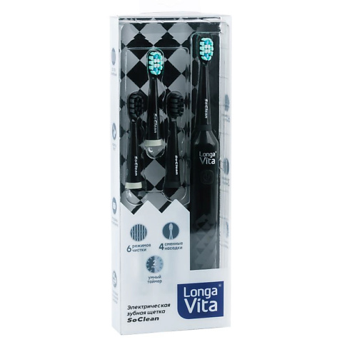 LONGA VITA Зубная щетка электрическая черная SoClean электрическая мельница пластик 22 5 см для специй черная y4 6197