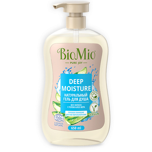 BIO MIO Натуральный гель для душа без запаха с гелем алоэ вера Deep Moisture крем мыло чистая линия увлажняющее антибактериальный натуральный комплекс алоэ и мята