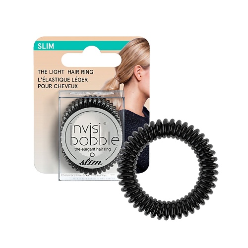 INVISIBOBBLE Резинка-браслет для волос SLIM True Black (с подвесом) invisibobble заколка invisibobble waver crystal clear с подвесом