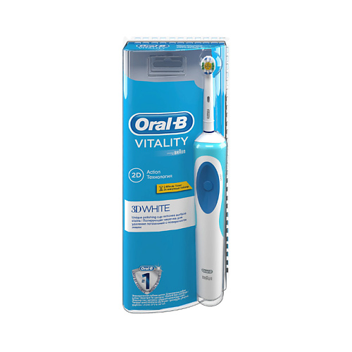 ORAL-B Электрическая зубная щетка Oral-B Vitality 3D White (мягкая упаковка) cvdent зубная щетка cvdent white plus soft
