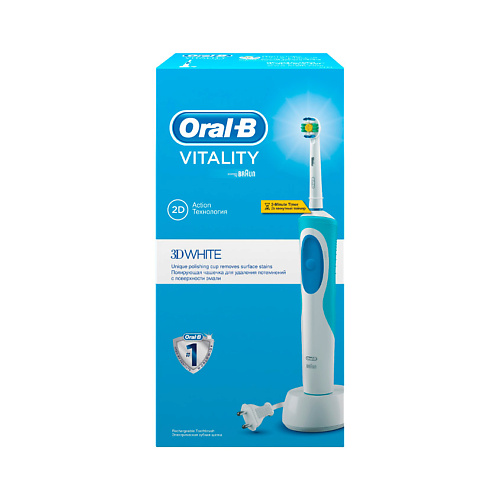 ORAL-B Электрическая зубная щетка Vitality D12.513 3D White (тип 3709) зубная щетка braun oral b pro 500 crossaction d16 513 u бело голубой